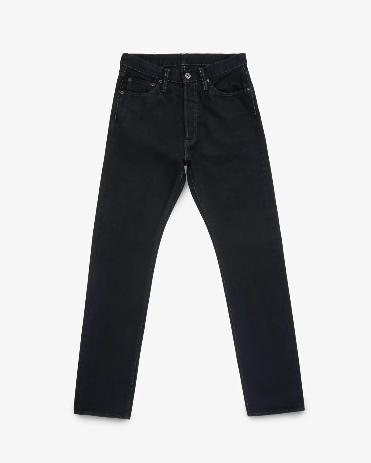 14Oz Selvedge Denim Relaxed Tapered Cut Jeans - Indigo Overdyed Black 1