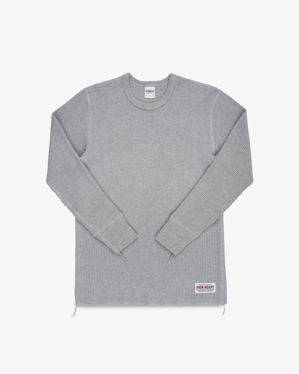 Waffle Knit Long Sleeved Crew Neck Thermal Top - Grey 1