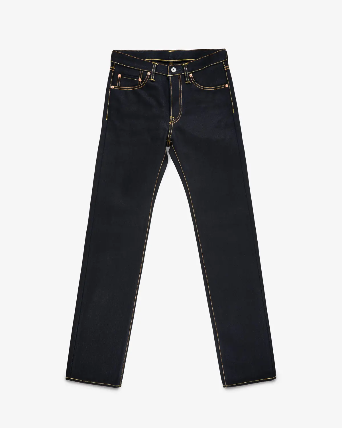 25Oz Selvedge Denim Slim Straight Cut Jeans - Indigo/Black 1