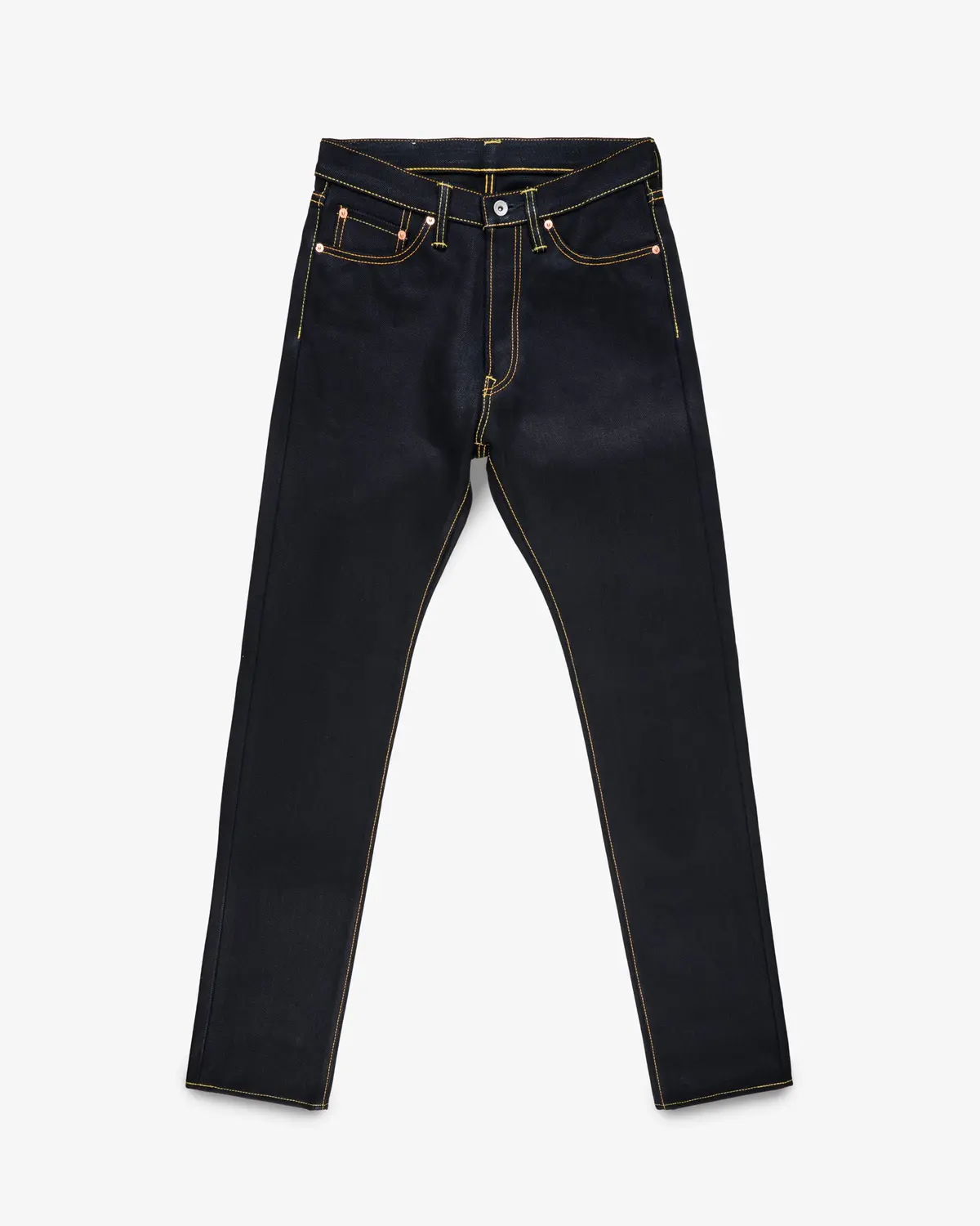 25Oz Selvedge Denim Relaxed Tapered Cut Jeans - Indigo/Black 1