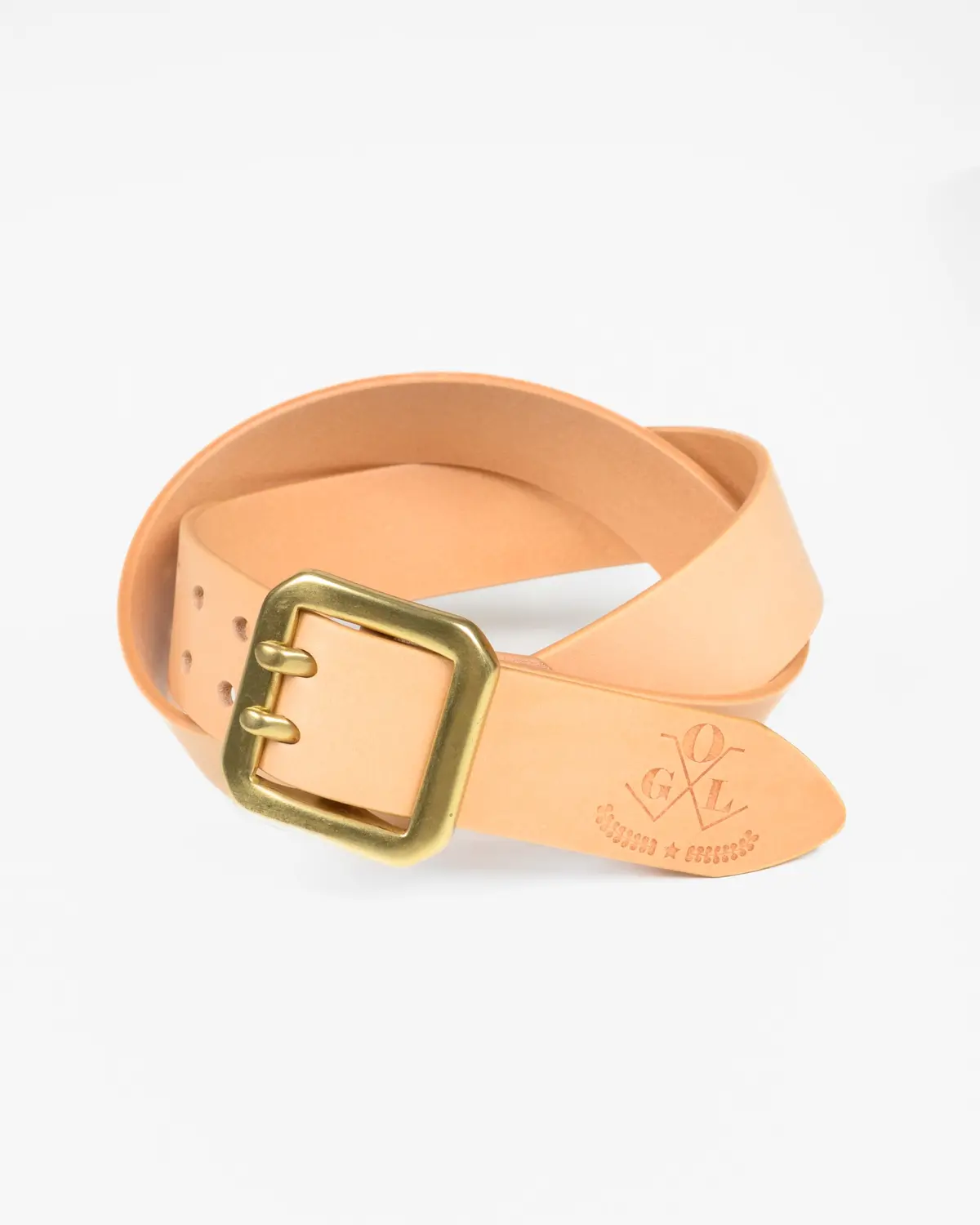Ogl Double Prong Garrison Buckle Leather Belt - Natural 1