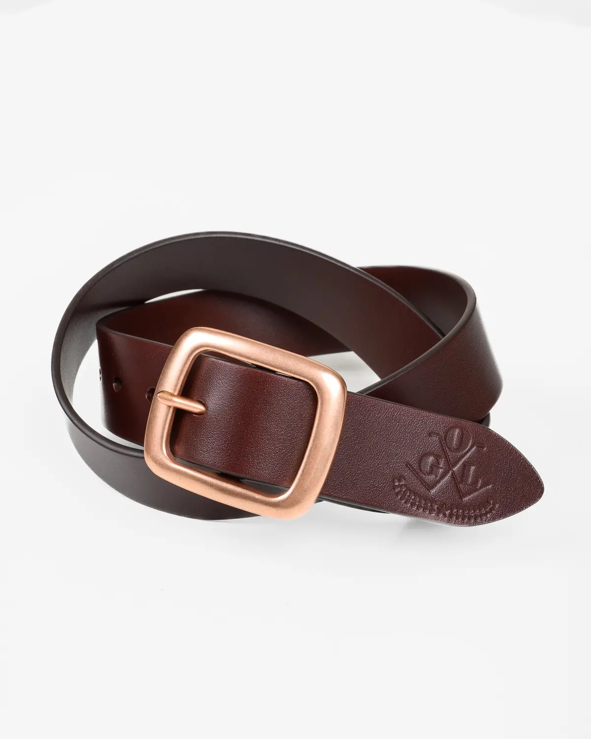 Ogl Single Prong Copper Garrison Buckle Leather Belt - Full Dyed Tan 1