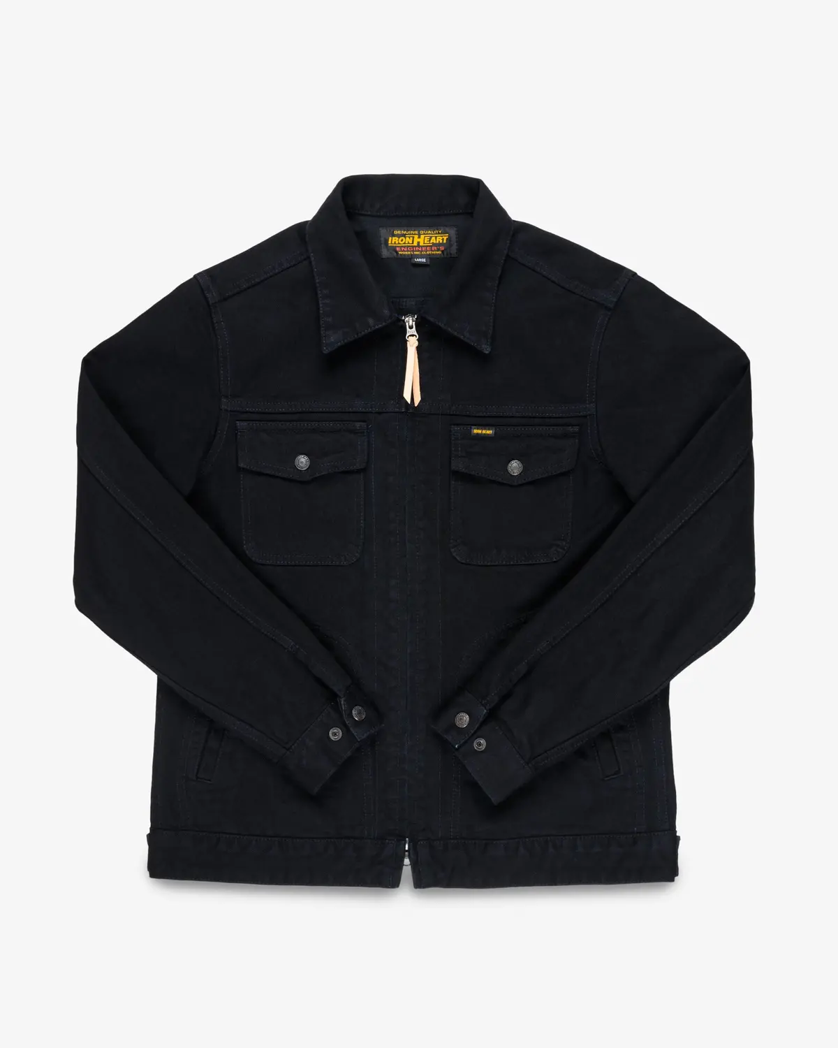 14Oz Broken Twill Selvedge Denim Work Jacket - Indigo Overdyed Black 1