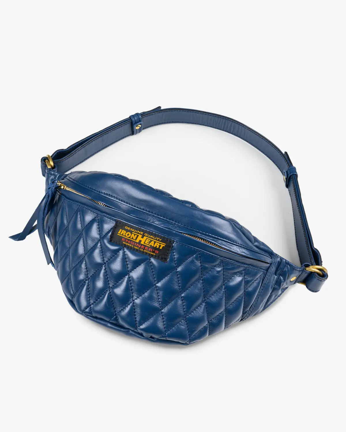 Diamond Stitched Leather Waist Bag - Navy 1