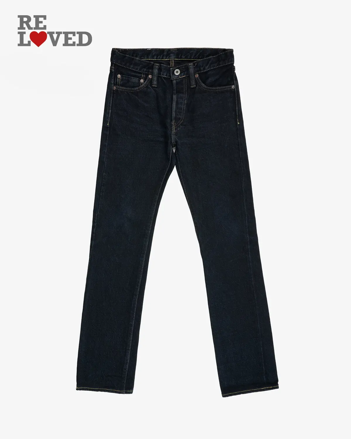 18Oz Selvedge Indigo Slim Straight Cut - Indigo Overdyed Black (Ih-666Sod) Tag 30, Hemmed To 32.4'' 1
