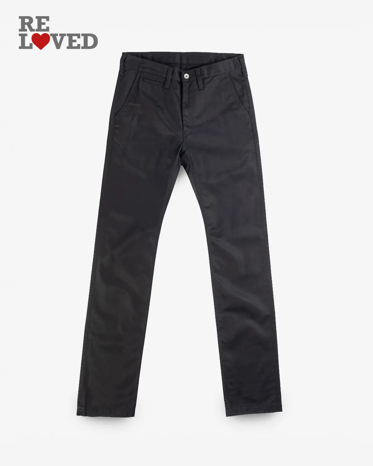 9Oz Mercerised Selvedge Cotton Slim Tapered Chinos - Black (Ih-721-Blk) Tag 30, Hemmed To 29.5" 1