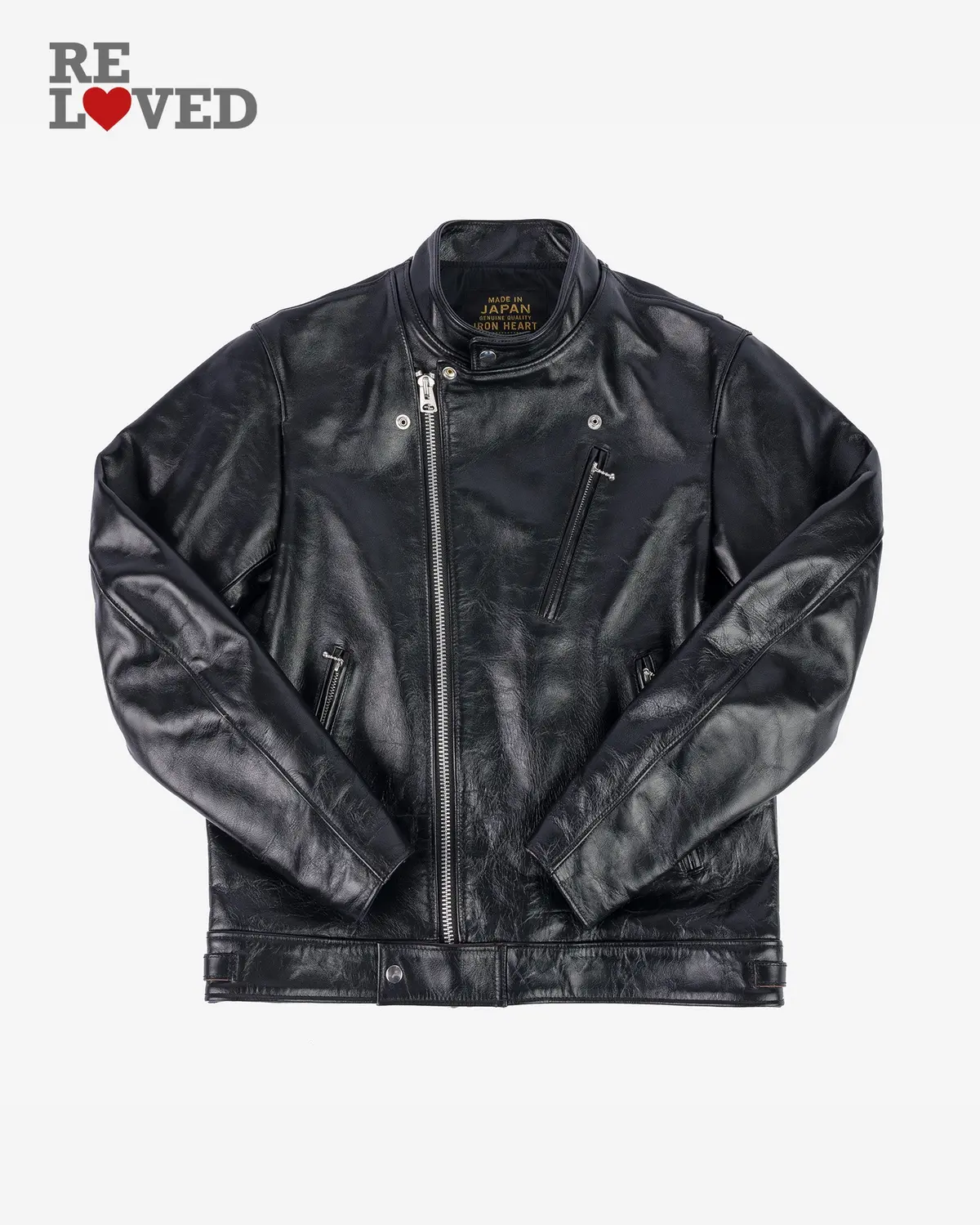 Japanese Horsehide Double Motorcycle Jacket - Black (Ihj-128-Blk) Size Xl 1