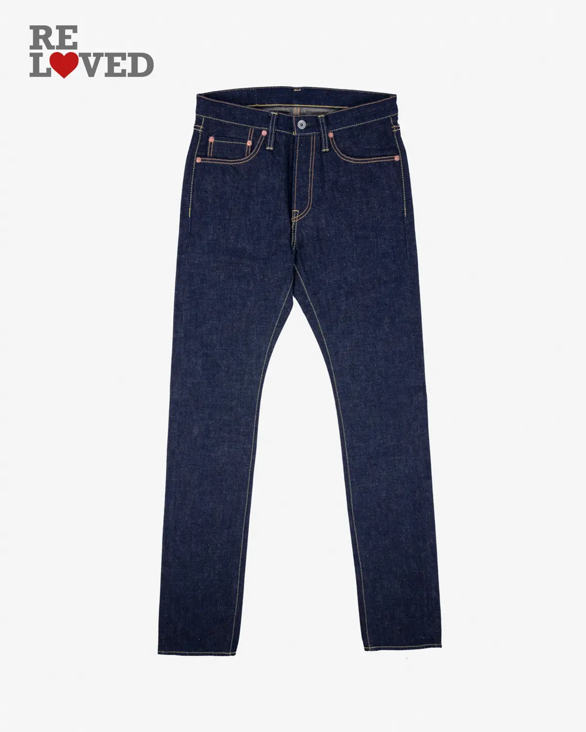 18Oz Vintage Selvedge Denim Slim Cut Jeans - Indigo (Ih-555S-18) Tag 32, Hemmed To 29.0" 1