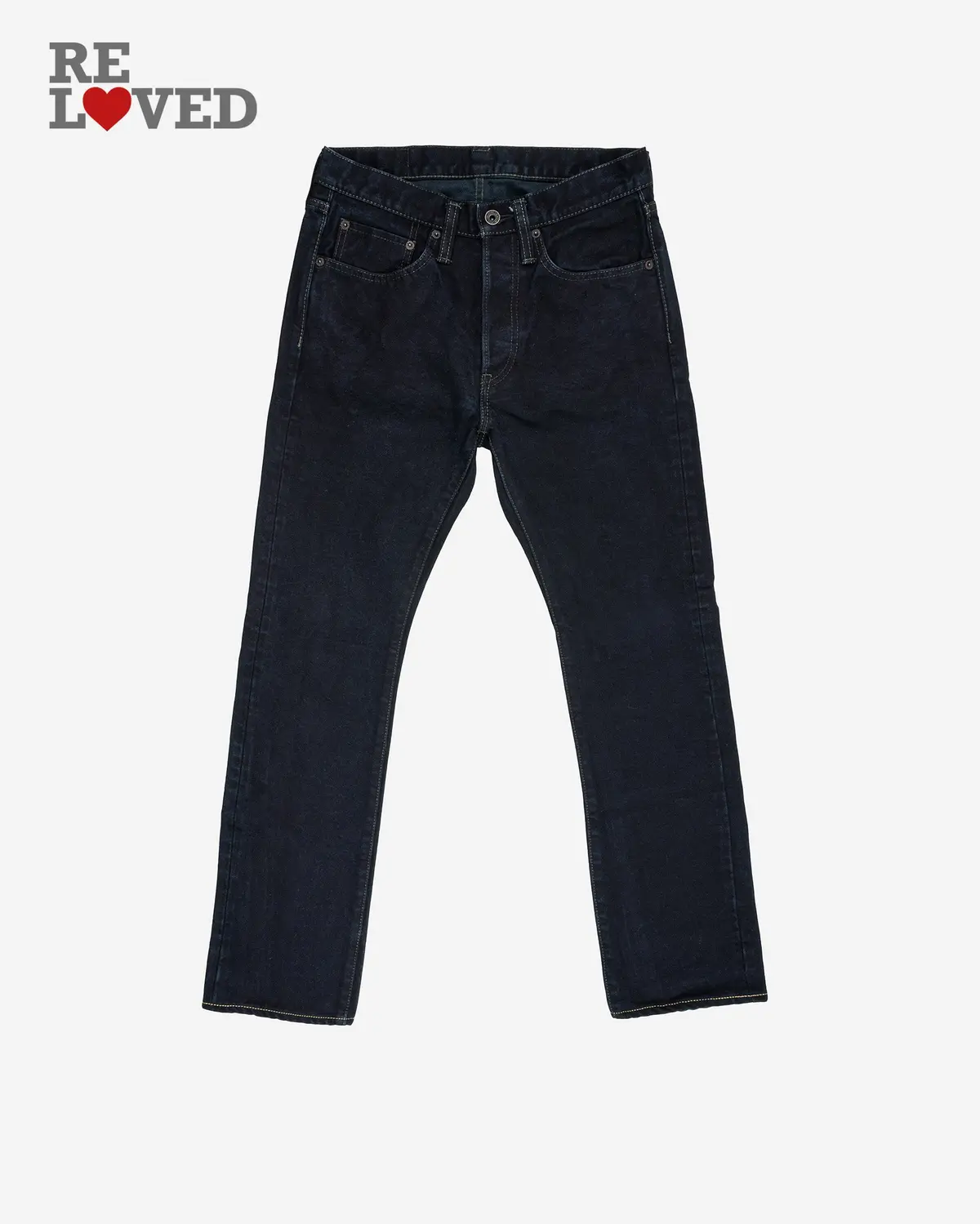 14Oz Selvedge Denim Super Slim Cut Jeans - Indigo Overdyed Black (Ih-555S-142Od) Tag 30, Hemmed To 29.4 1
