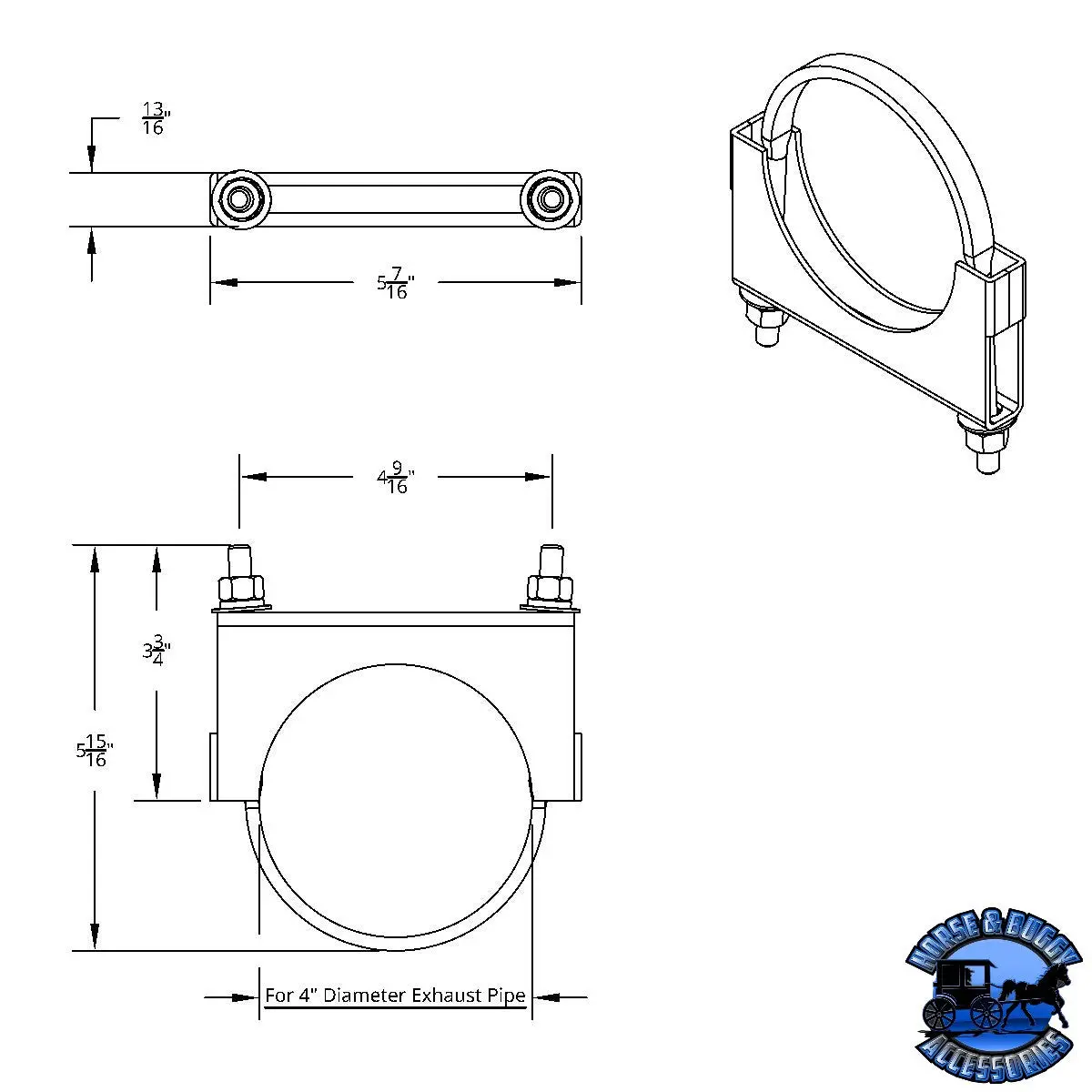 4" Stainless U-Bolt Exhaust Clamp 1