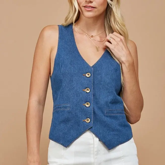 Structured Denim Vest At Bourbon Cowgirl 1
