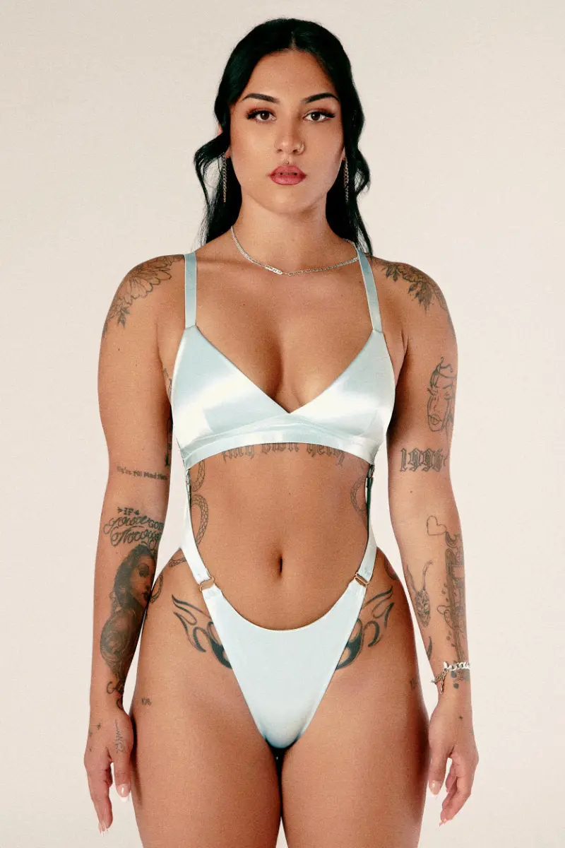Cxix Aphrodite Bodysuit - Blue Satin 1