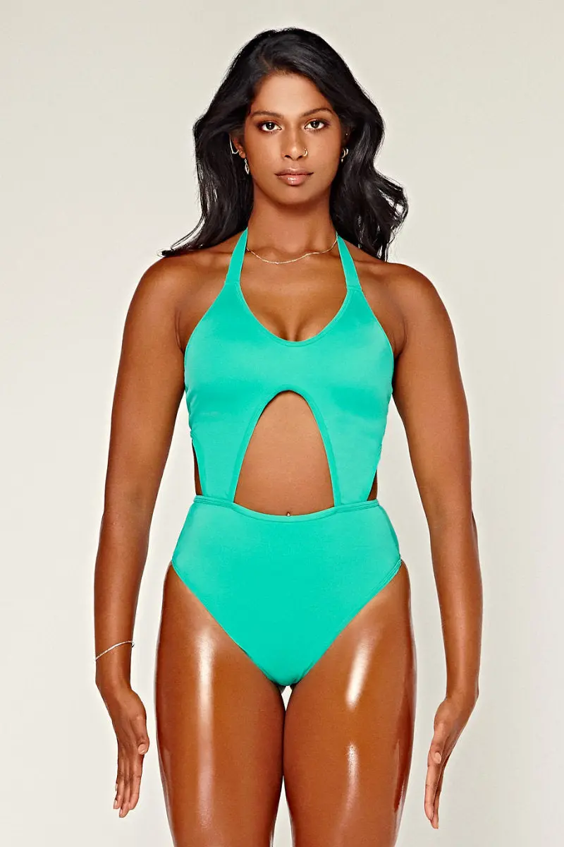 Cxix Dollhaus Halter Bodysuit - Aqua 1