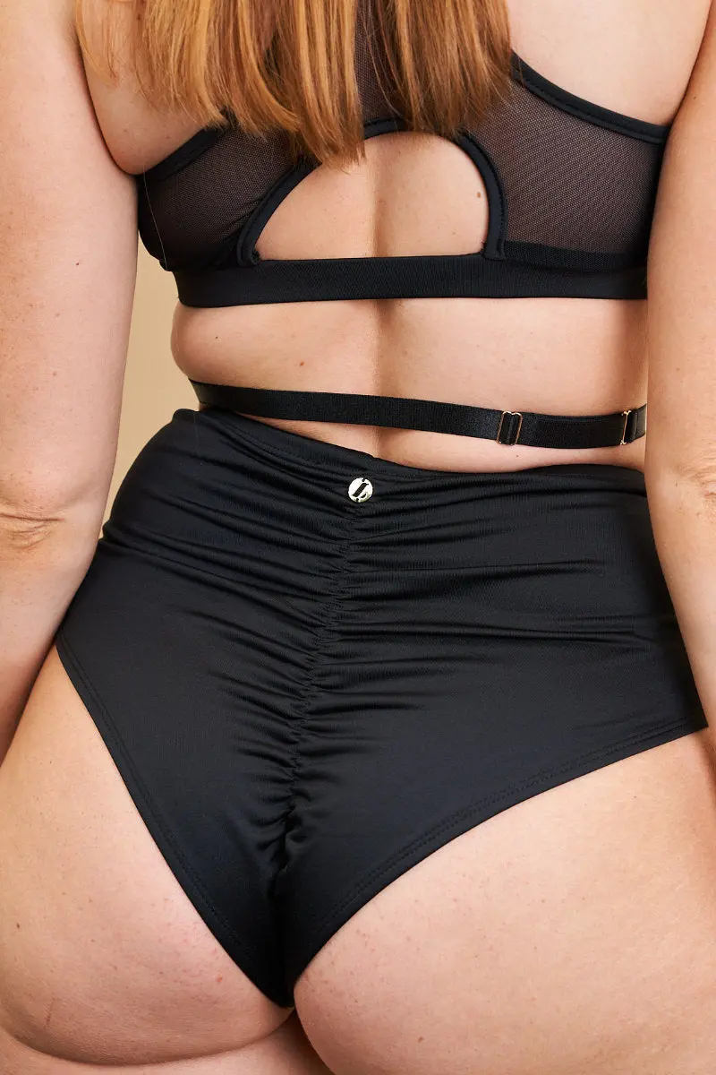 Lunalae Loretta Cut Out High Waisted Bottoms - Recycled Black 4