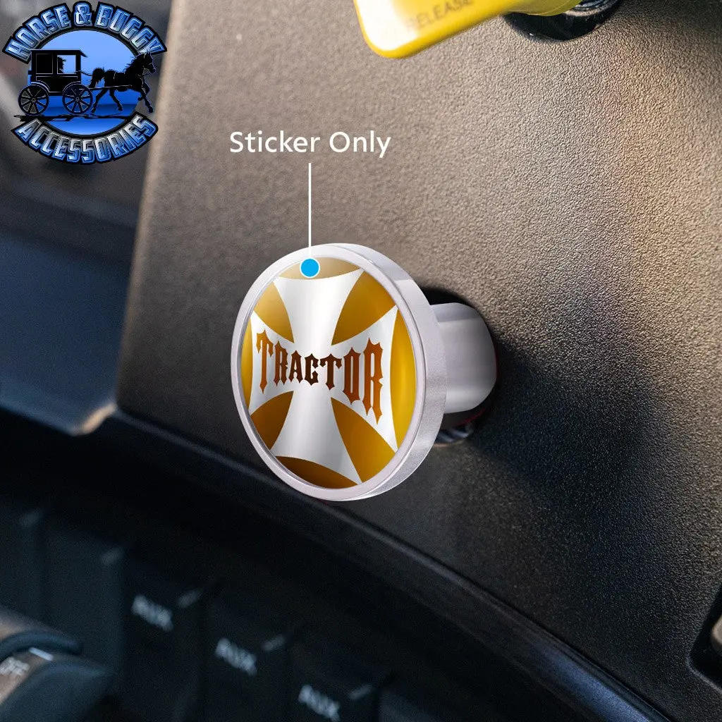 Up-23222-2Y "Tractor" Maltese Cross Air Valve Knob Candy Color Sticker - Electric Yellow 2