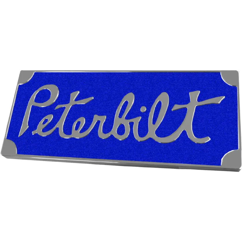 Peterbilt Old Style Engraved Emblem Rectangular Blue 647 1