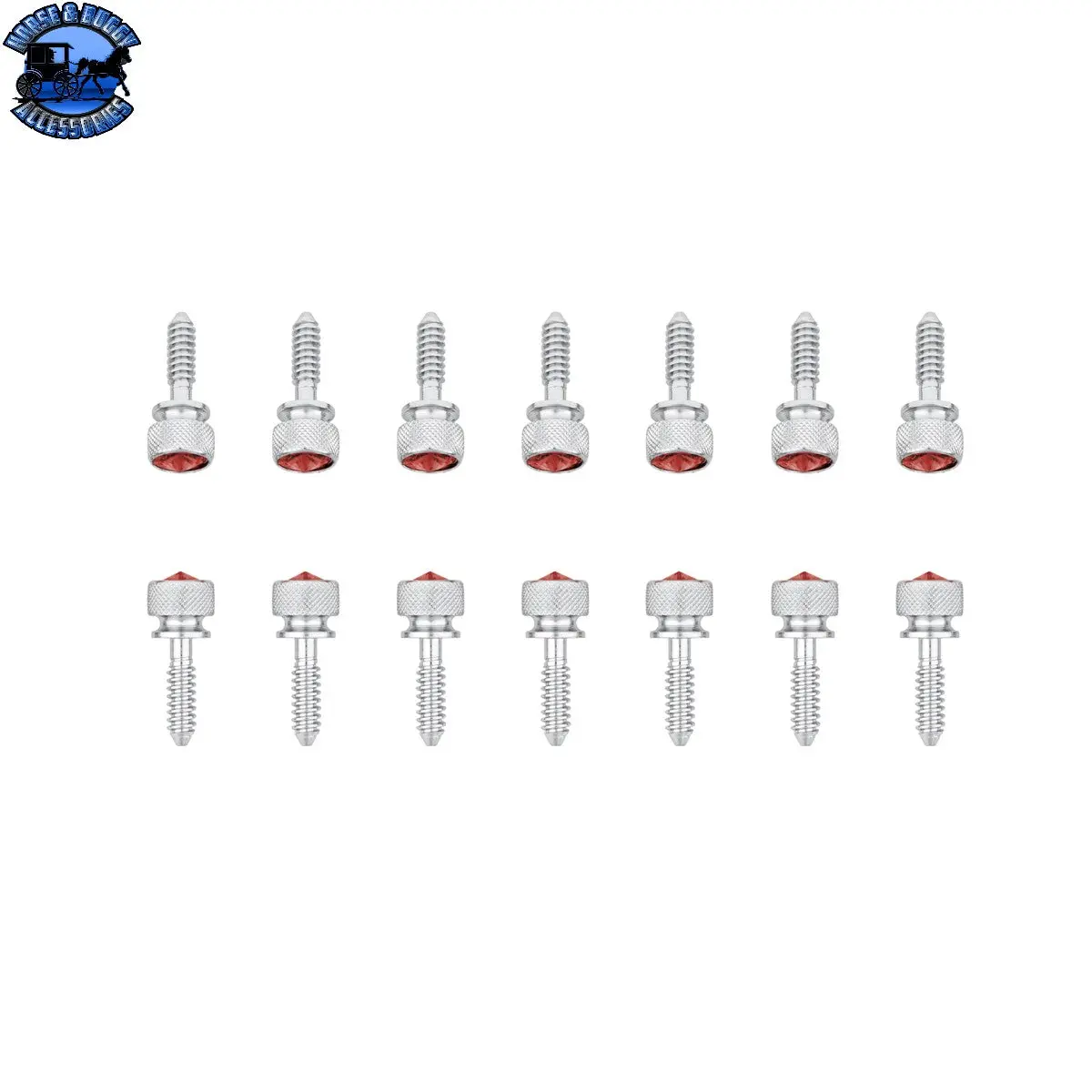 Up-23806 1/4"-20 Knurled Head Dash Screw For Peterbilt - Red Crystal (14-Pack) 1