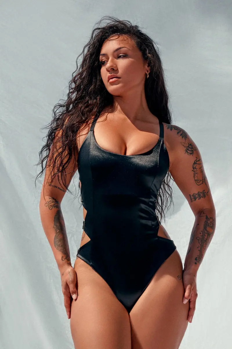 Cxix Goddess Bodysuit - Black Satin 1