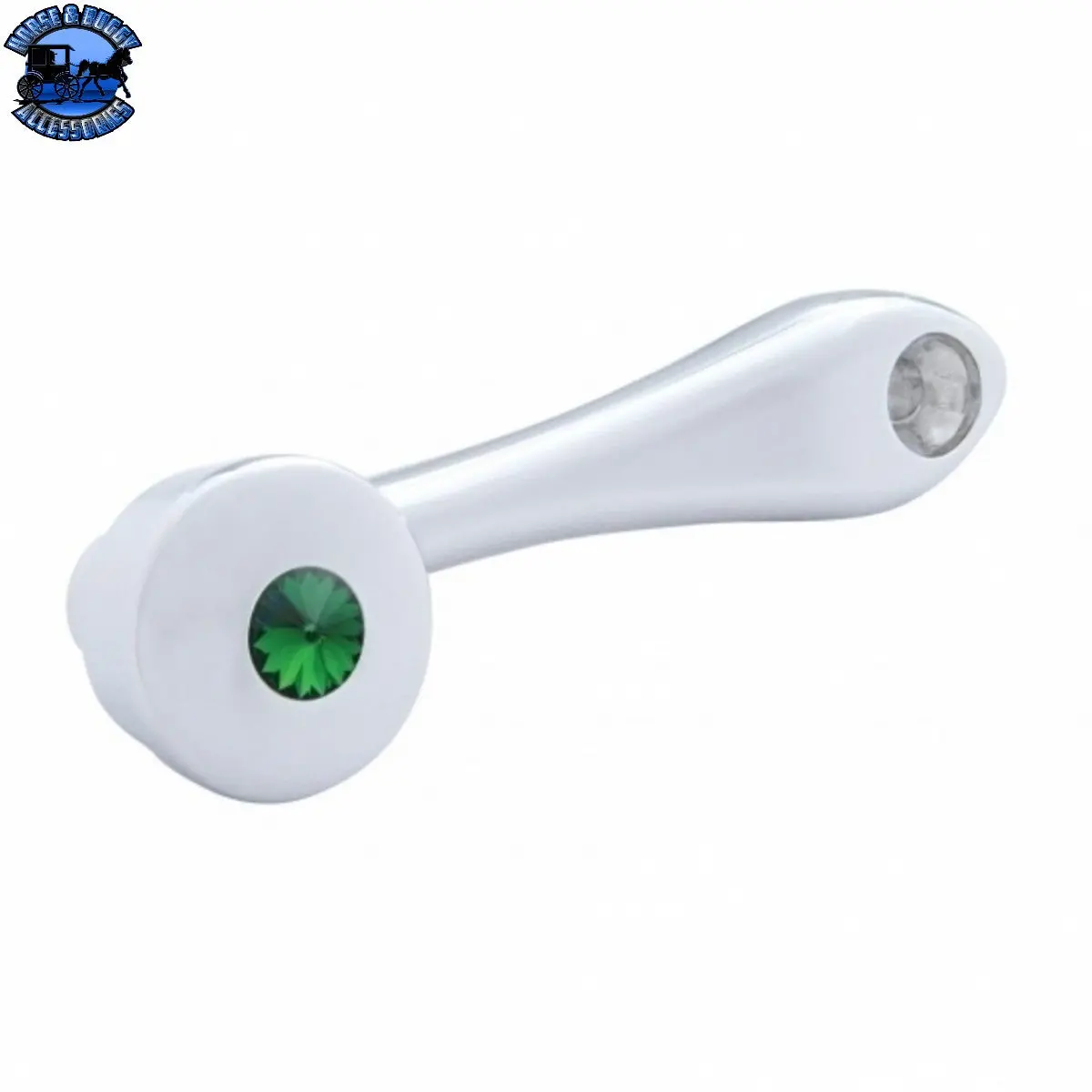 Up-24025 Chrome Die-Cast Window Crank With 3/8 Square Adapter - Green Crystal 1