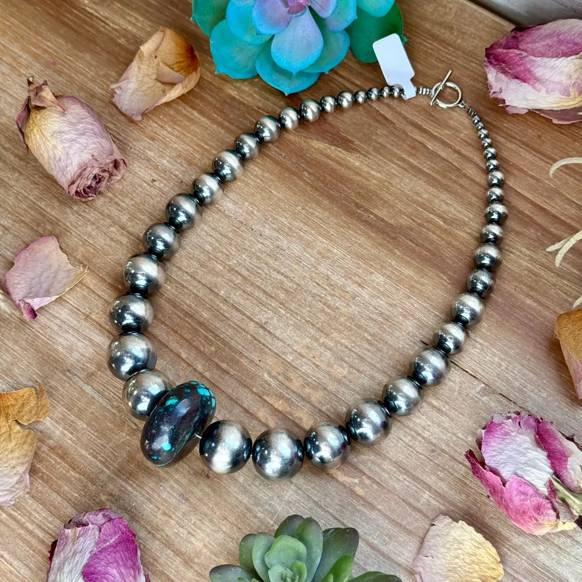 19” Graduated Turquoise Rondelle Necklace 2