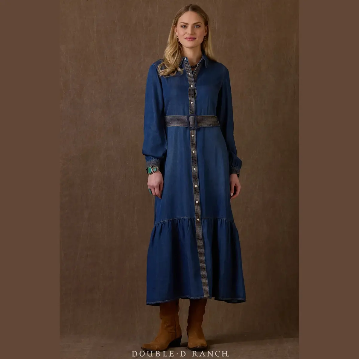 Remuda Long Denim Dress By Double D Ranch 1