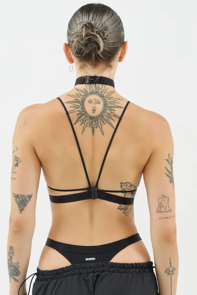 Queen Wear Geo Triangle Bralette - Black Mesh 2