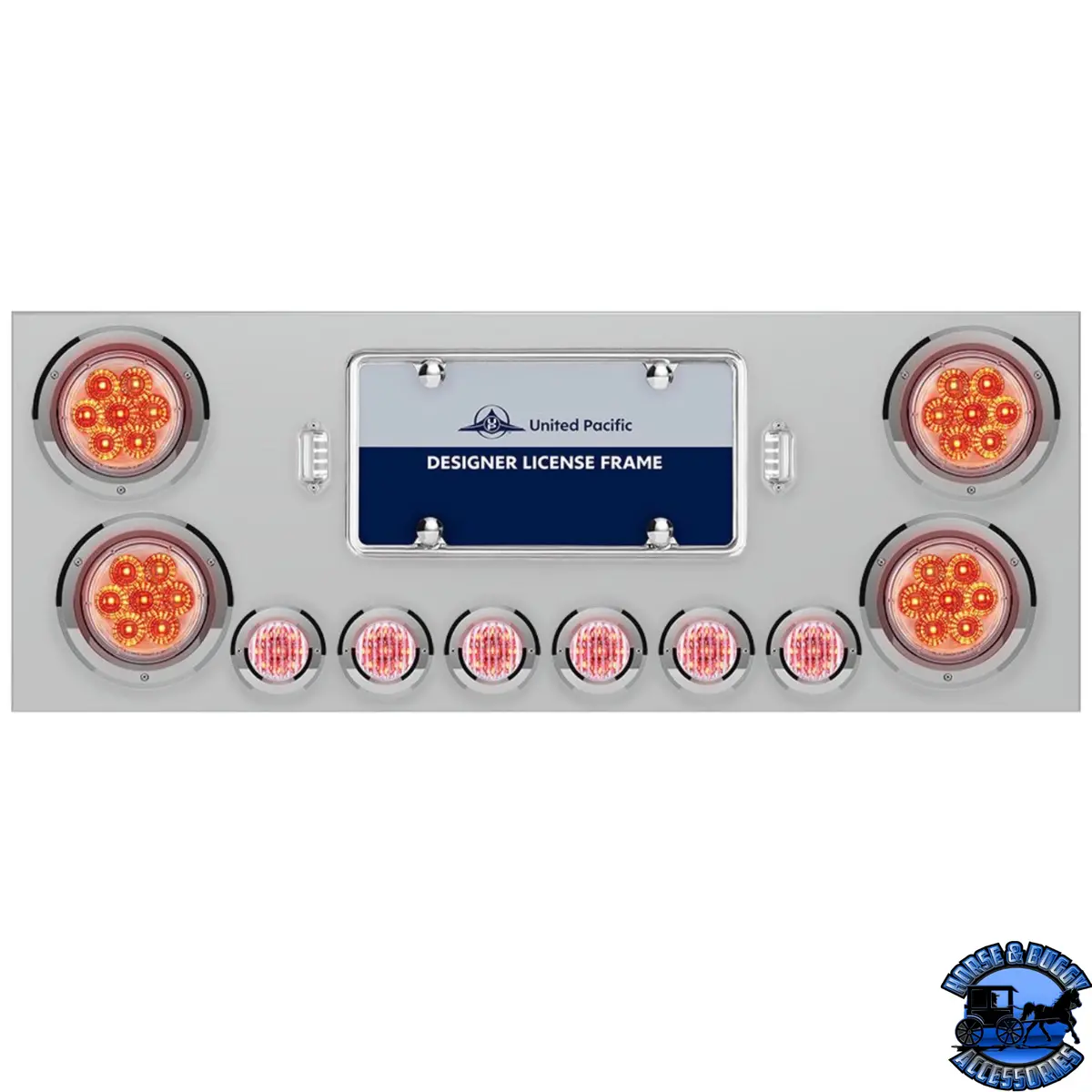 Ss Rear Center Panel With 4X 7 Led 4" Reflector Lights & 6X 9 Led 2" Lights -Red Led/Clear Lens #34667 1