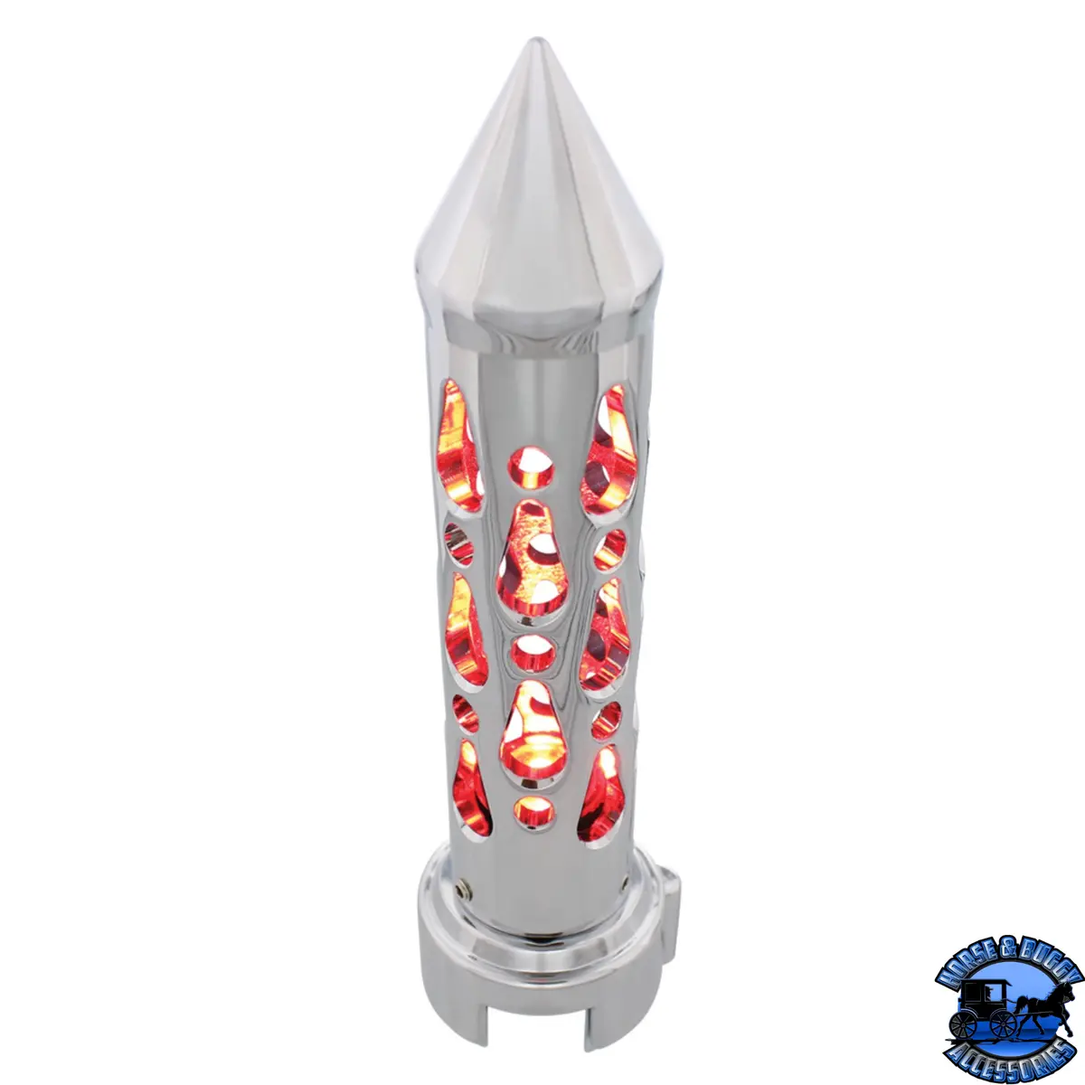 Brooklyn Style Spike Gearshift Knob With Led 13/15/18 Speed Adapter - Chrome/Red Led View Similar Options #70721 1