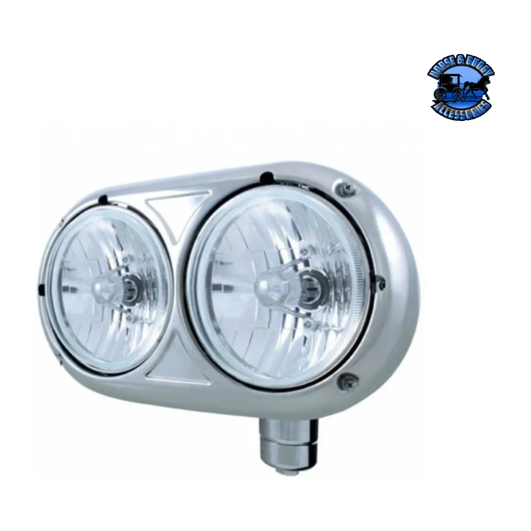 Headlight Assembly With Crystal Halogen Bulbs & 304 Ss Housing For Peterbilt 359 (Choose Side) 1