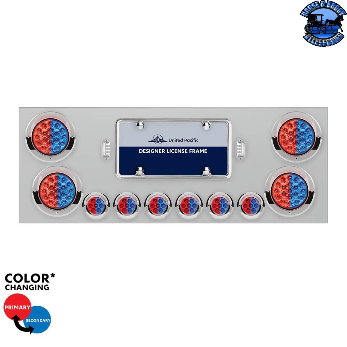Ss Rear Center Panel With 4X 19 Led 4" & 6X 7 Led 2" Double Fury Lights & Visors (Choose Led Color) 1