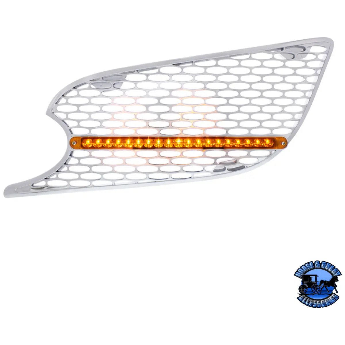 Chrome Air Intake Grille With Reflector Led Light For 2012-2021 Peterbilt 579 (Choose Lens Color) (Choose Side) 1