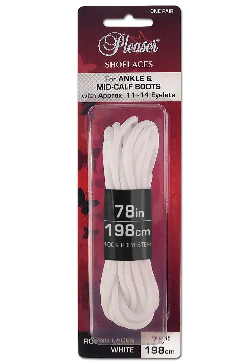 Pleaser Usa Ankle Boot Shoe Laces - White 1
