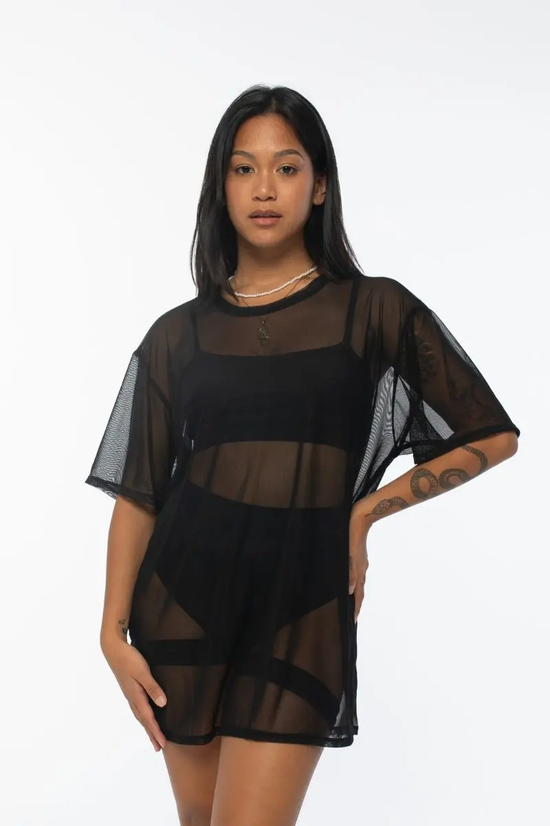 Rev Activ Mesh Oversized T-Shirt - Black 1