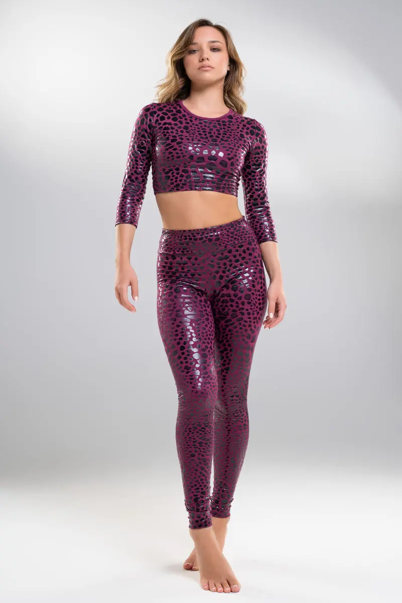 Paradise Chick Superhero Sticky High Waist Leggings - Magenta Chameleon 1