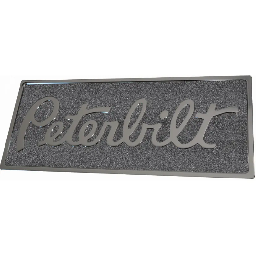 Peterbilt Engraved Emblem Rectangular Black Metallic 195 1
