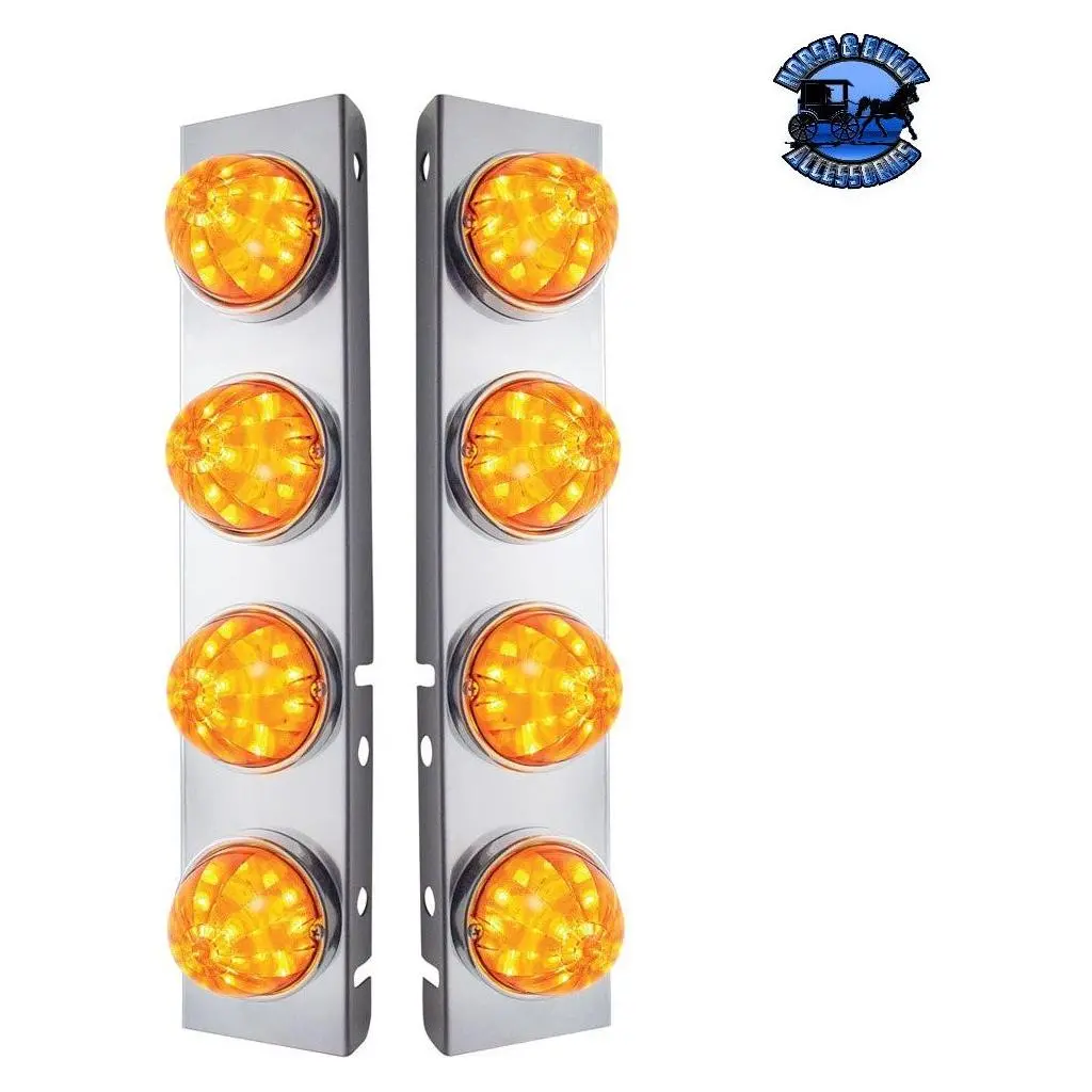 Ss Front Air Cleaner Bracket 8X 17 Led Watermelon Lights For Peterbilt-Amber Led & Lens (Pair) #31974 1