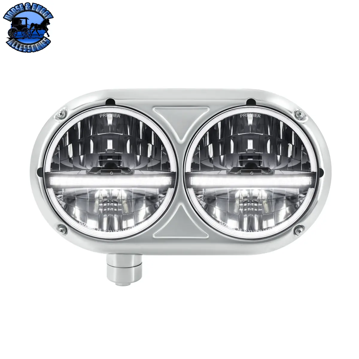 Headlight Assembly With 304 Ss Housing & 20 Led Headlights W/Led Position Light For Peterbilt 359 (Choose Side) 1