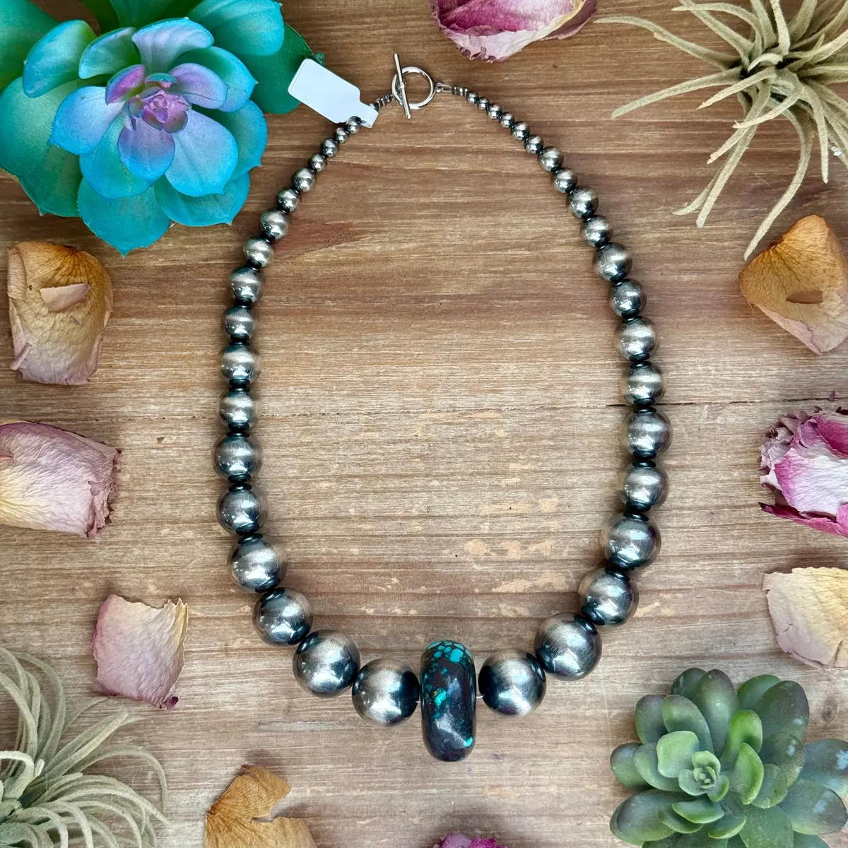 19” Graduated Turquoise Rondelle Necklace 1