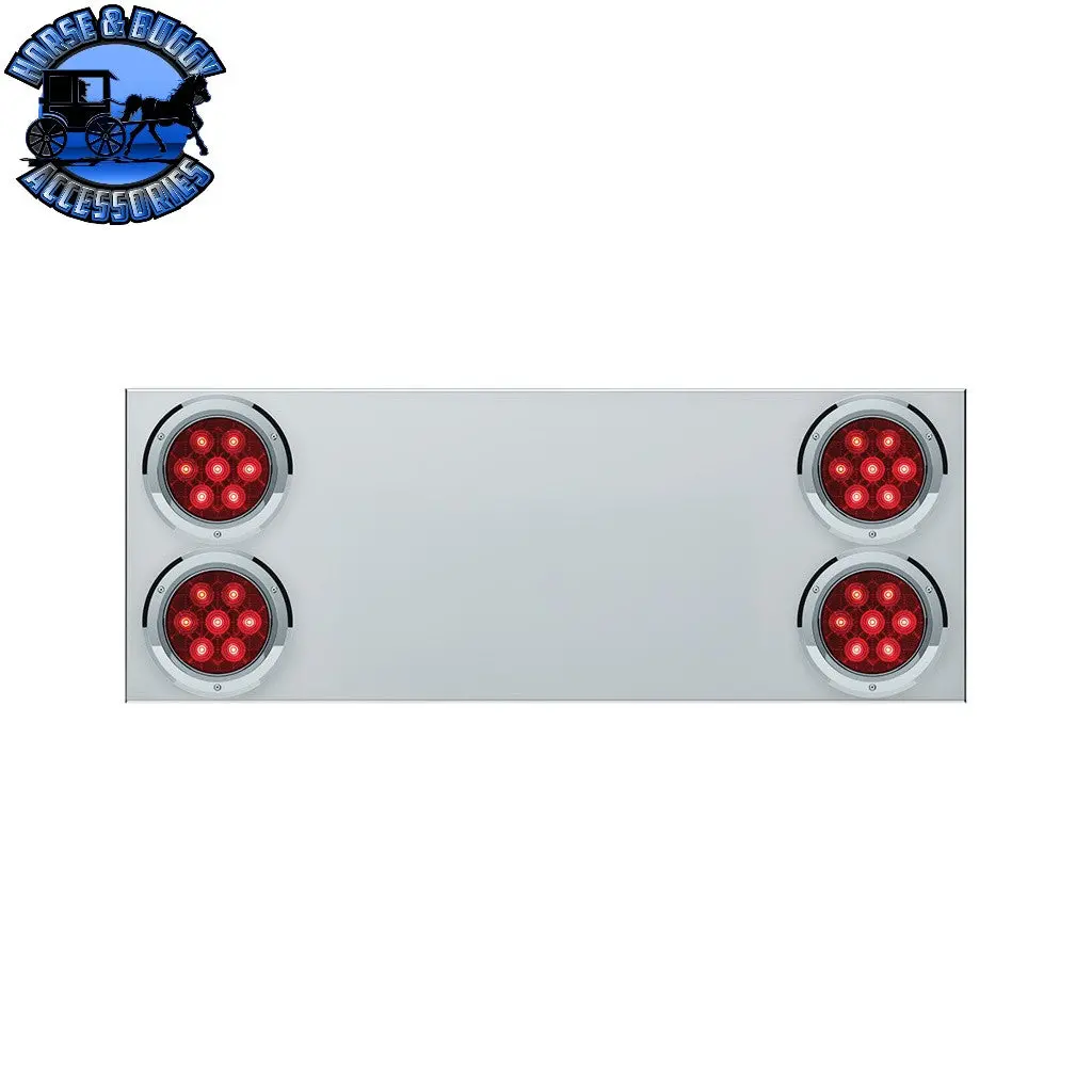 33-3/4" Stainless Rear Center Panel With Four 7 Led 4" Light & Bezel (No Lp Holes)- Red Led/Red Lens - Cs #34150 1