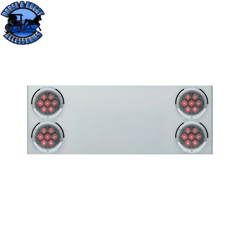 33-3/4" Stainless Rear Center Panel With Four 7 Led 4" Light & Bezel (No Lp Holes)- Red Led/Clear Lens - Cs #34151 1