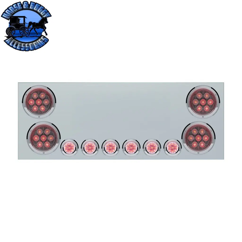 Ss Rear Center Panel With 4X Red Led 4" Light & 6X Red Led 2" Light & Bezel (No Lp Holes)-Clear Lens -Cs #34153 1