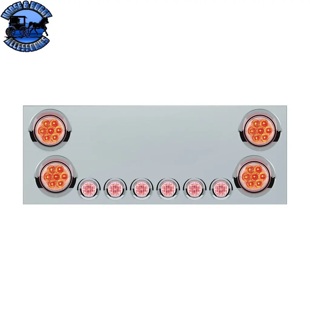Ss Rear Cp With 4X 7 Led 4" Reflector Lights & 6X 9 Led 2" Lights & Visors (No Lp Holes)-Red Led/Clear Lens #34155 1