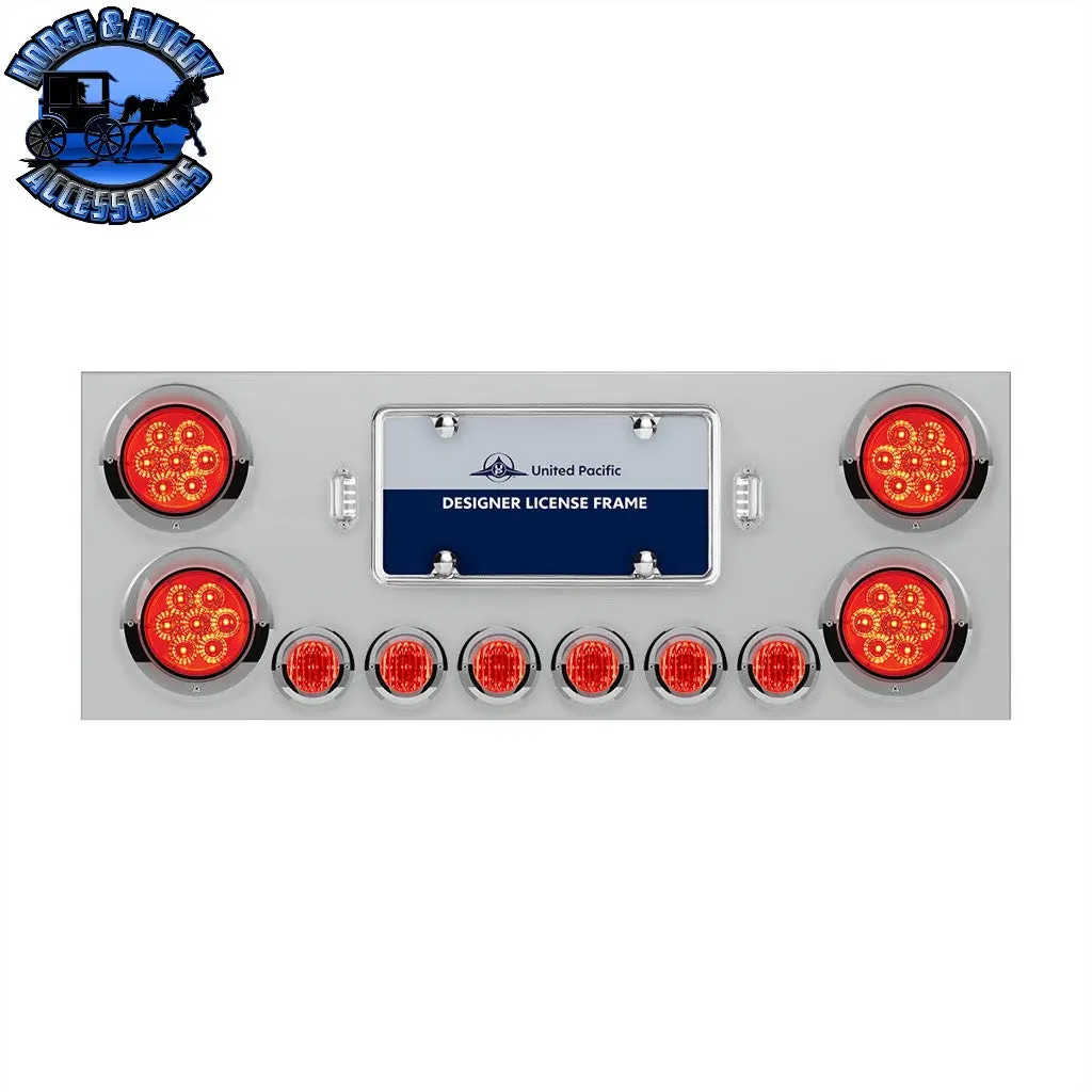 Ss Rear Center Panel With 4X 7 Led 4" Reflector Lights & 6X 9 Led 2" Lights & Visors -Red Led & Lens #34566 1