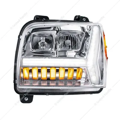 Headlight With Led Drl Light Bar & Turn Signal For 2018-2024 Kenworth W990 2