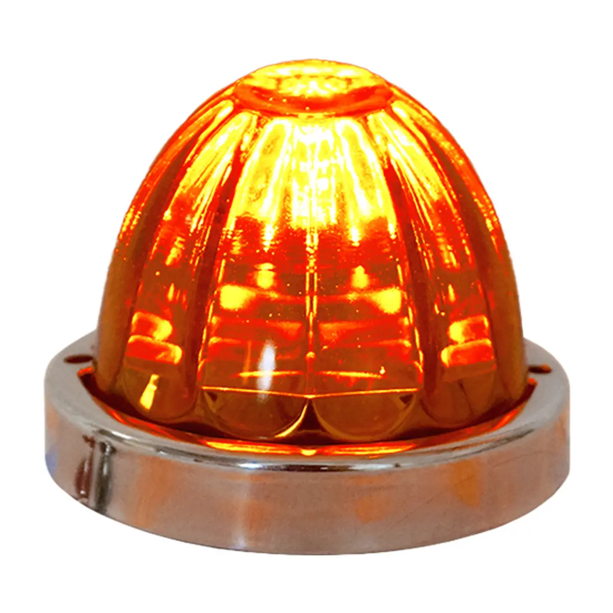23003Da-2  Legendary 3-1/2 Glass Watermelon Dark Amber 3 Wire Dual Function Stainless Steel Bezel Led Light - Each 1