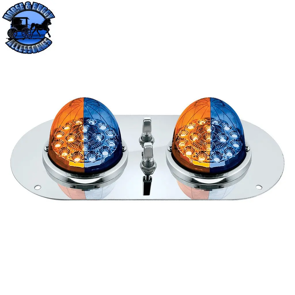 304 Ss Above Door Dome Light Kit With 2 X 17 Led Double Fury Watermelon For Kenworth & Peterbilt Trucks (Choose Led Color) 1