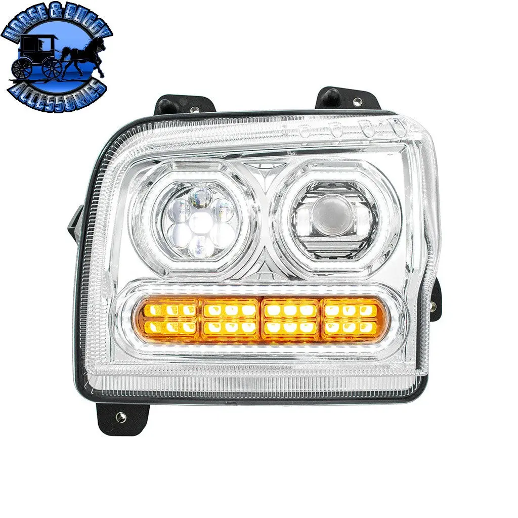 High Power 10 Led Headlight With 24 Led Turn & 100 Led Halo For 2019-2024 Kenworth W990 (Choose Side) (Choose Color) 1