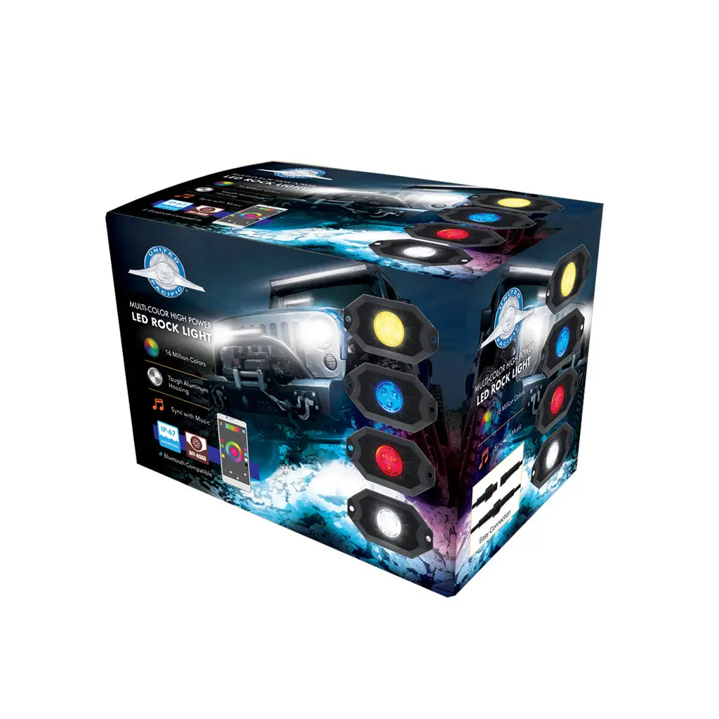 Bluetooth Rgb Multi-Color 500 Lumen Led Rock Light 4-Piece Kit #36604 1