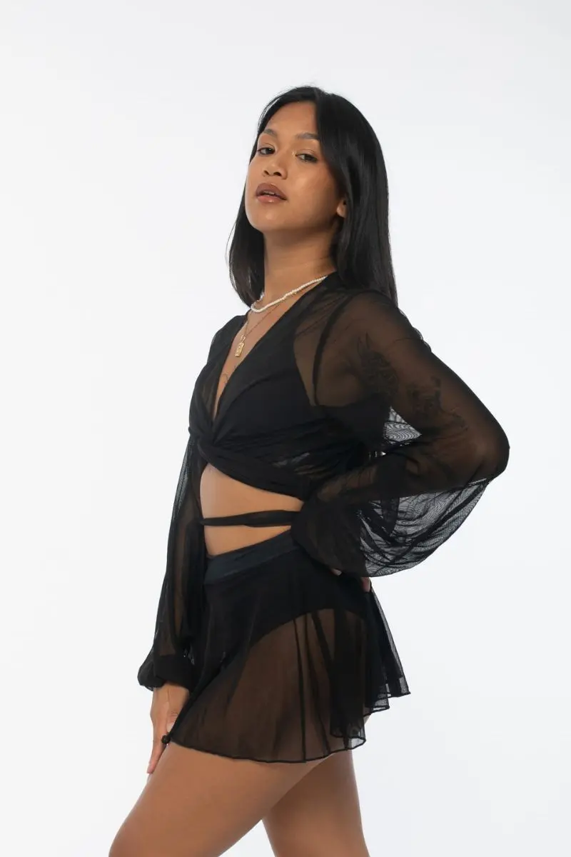 Rev Activ Mesh Wrap Blouse - Black 1