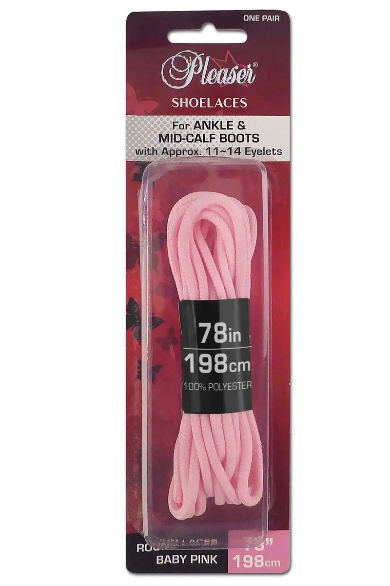 Pleaser Usa Ankle Boot Shoe Laces - Baby Pink 1